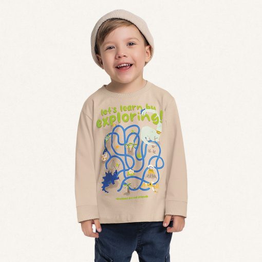 Camiseta Manga Longa Estampada Exploring! Fakini - Masculina
