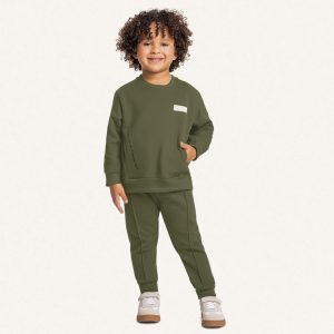 Conjunto Blusão e Calça Peluciado Verde Oliva Fakini - Masculino