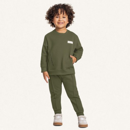 Conjunto Blusão e Calça Peluciado Verde Oliva Fakini - Masculino