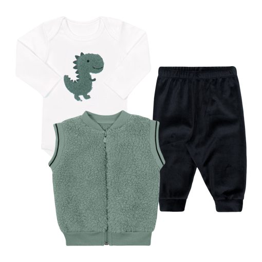 Trijunto Body + Colete Alpaca + Calça Pelinho Branco e Verde Tileesul - Masculino
