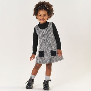 Conjunto Blusa Cotton e Salopete Tweed Preto Tileesul - Feminino