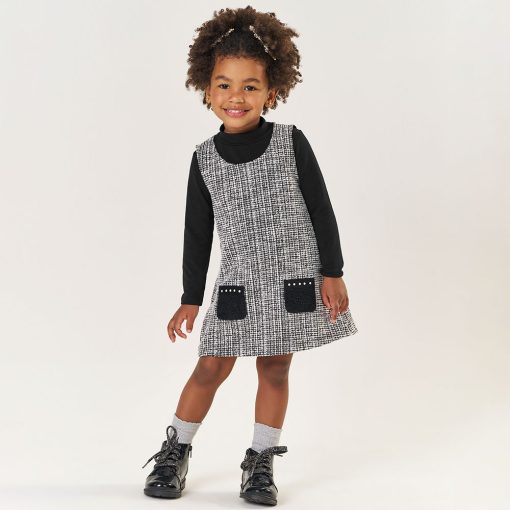 Conjunto Blusa Cotton e Salopete Tweed Preto Tileesul - Feminino