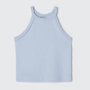 Regata Cropped Canelada Azul Hering - Feminina