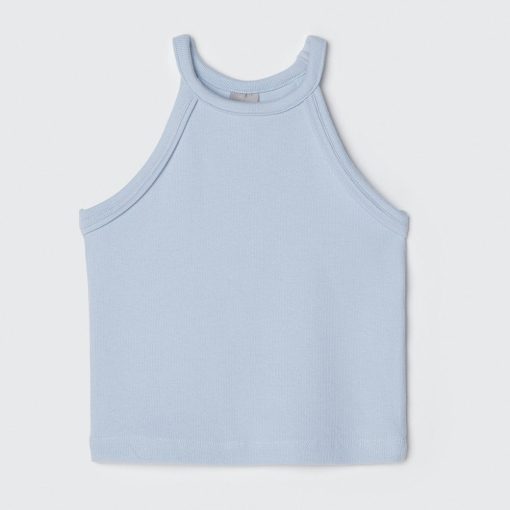 Regata Cropped Canelada Azul Hering - Feminina