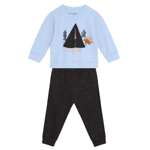 Conjunto Moletom Bebê Blusão e Calça Forest Azul Brandili - Masculino