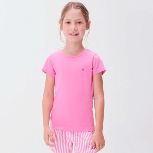 Camiseta Manga Curta Básica Rosa Coração Hering - Feminina