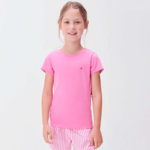 Camiseta Manga Curta Básica Rosa Coração Hering - Feminina