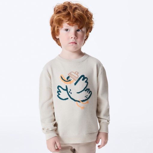 Blusão de Tricot Jacquard Patinho Bege Hering - Masculina