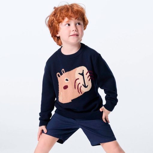Blusão de Tricot Jacquard Capivara Marinho Hering - Masculina