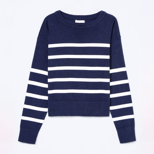 Blusa em Tricot Listrado Marinho Hering - Feminina