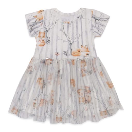 Vestido Estampado Raposinha Malha e Tule Kiki Xodó - Feminino