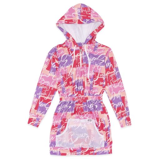 Vestido Manga Longa Capuz com Zíper Estampado Menina Anjo - Feminino