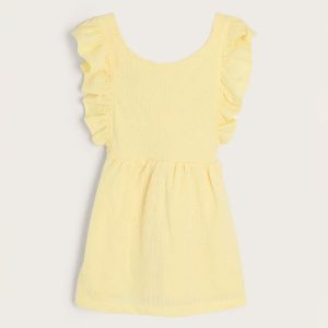 Vestido Manga Babado Hering Amarelo - Feminino