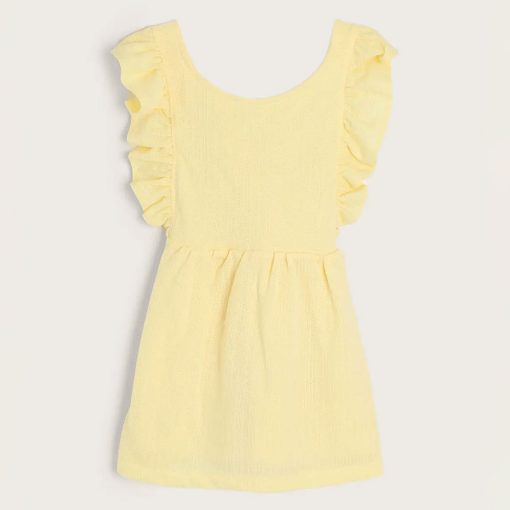 Vestido Manga Babado Hering Amarelo - Feminino