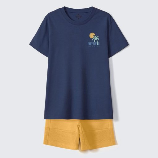Conjunto Camiseta Manga Curta e Bermuda Coqueiro Marinho Hering - Masculino