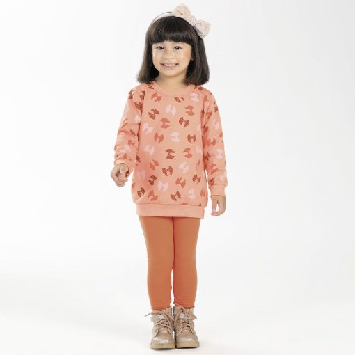 Conjunto Blusa Manga Longa Moletom e Legging Laços Cativa - Feminino