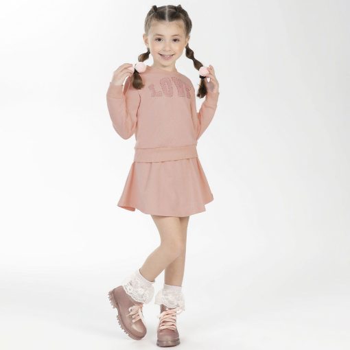 Conjunto Blusa Manga Longa e Saia Moletom Tricot Love Cativa - Feminino